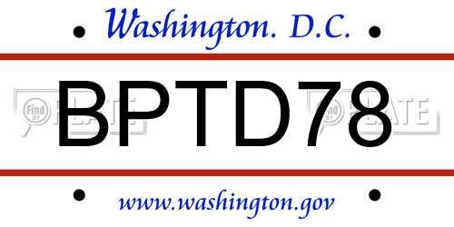BPTD78 District Of Columbia License Plate