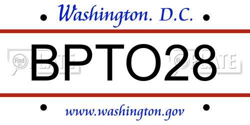 BPTO28 District Of Columbia License Plate