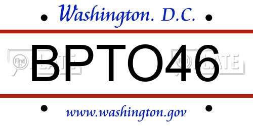 BPTO46 District Of Columbia License Plate