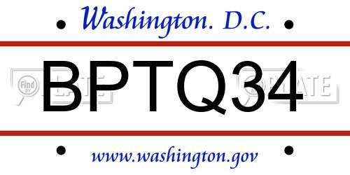 BPTQ34 District Of Columbia License Plate