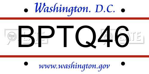 BPTQ46 District Of Columbia License Plate
