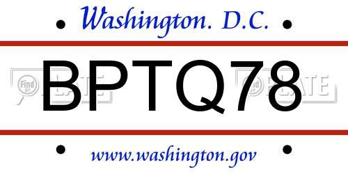 BPTQ78 District Of Columbia License Plate