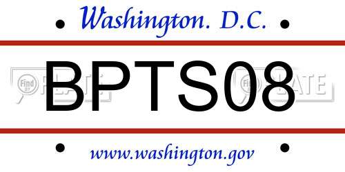 BPTS08 District Of Columbia License Plate