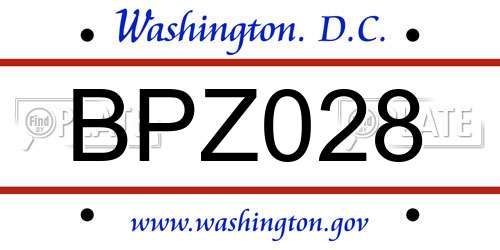 BPZ028 District Of Columbia License Plate