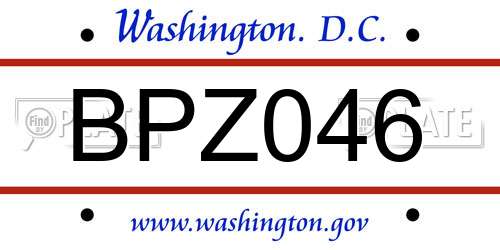 BPZ046 District Of Columbia License Plate