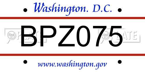 BPZ075 District Of Columbia License Plate