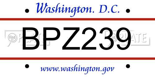 BPZ239 District Of Columbia License Plate