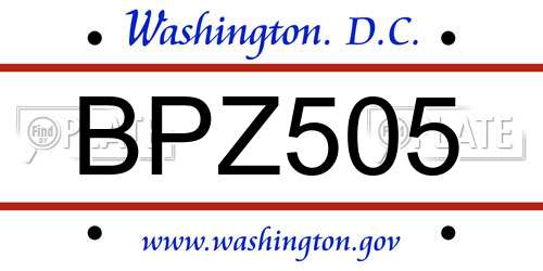 BPZ505 District Of Columbia License Plate