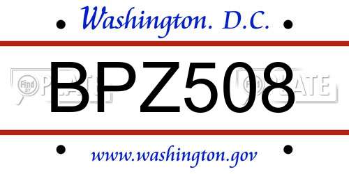 BPZ508 District Of Columbia License Plate