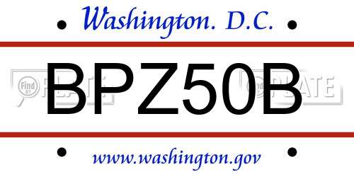 BPZ50B District Of Columbia License Plate