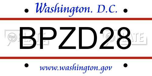 BPZD28 District Of Columbia License Plate
