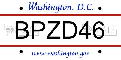 BPZD46 District Of Columbia License Plate