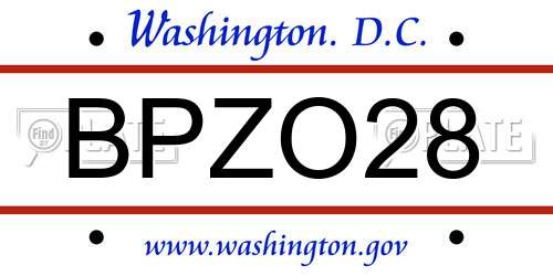 BPZO28 District Of Columbia License Plate