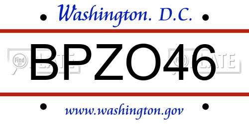 BPZO46 District Of Columbia License Plate