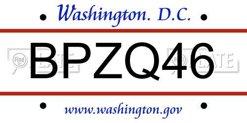 BPZQ46 District Of Columbia License Plate