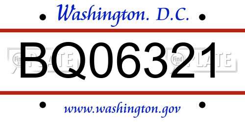 BQ06321 District Of Columbia License Plate