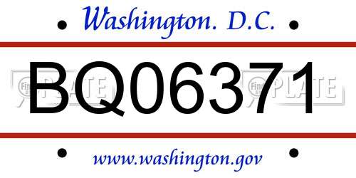 BQ06371 District Of Columbia License Plate