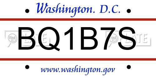 BQ1B7S District Of Columbia License Plate