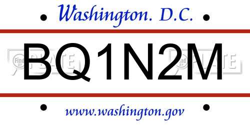 BQ1N2M District Of Columbia License Plate