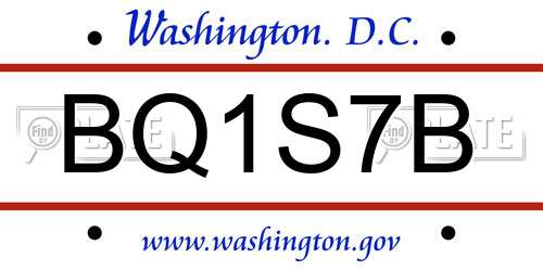 BQ1S7B District Of Columbia License Plate
