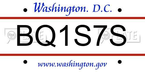 BQ1S7S District Of Columbia License Plate