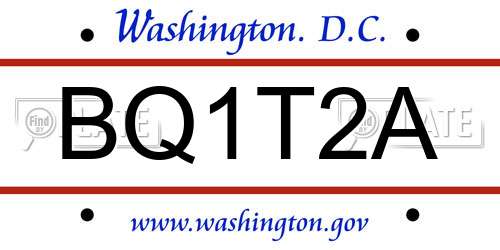 BQ1T2A District Of Columbia License Plate
