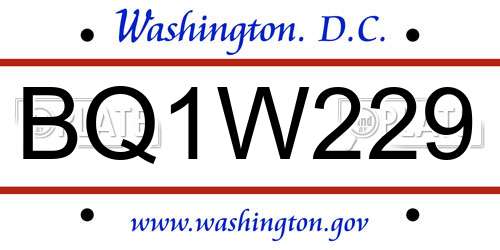 BQ1W229 District Of Columbia License Plate