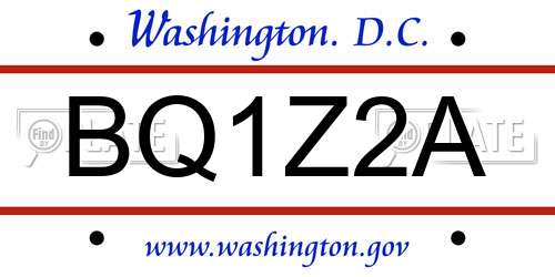BQ1Z2A District Of Columbia License Plate