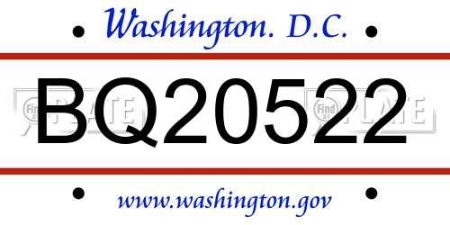 BQ20522 District Of Columbia License Plate