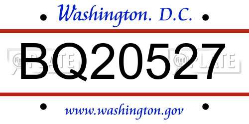 BQ20527 District Of Columbia License Plate