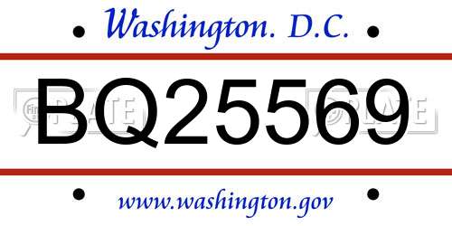 BQ25569 District Of Columbia License Plate