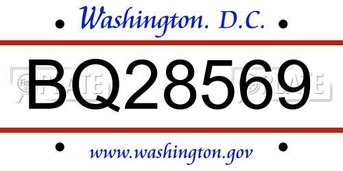 BQ28569 District Of Columbia License Plate