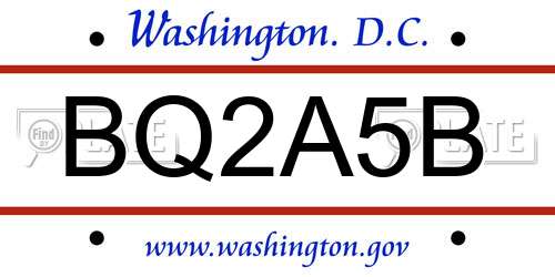 BQ2A5B District Of Columbia License Plate