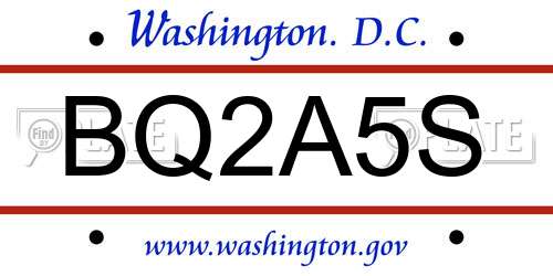 BQ2A5S District Of Columbia License Plate