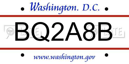 BQ2A8B District Of Columbia License Plate