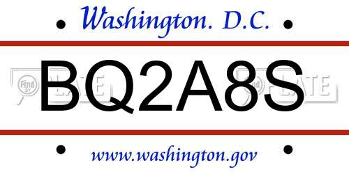BQ2A8S District Of Columbia License Plate