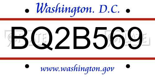 BQ2B569 District Of Columbia License Plate