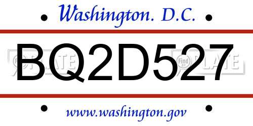 BQ2D527 District Of Columbia License Plate