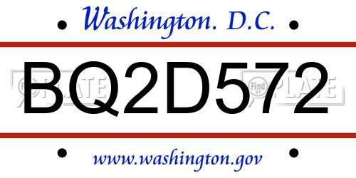 BQ2D572 District Of Columbia License Plate