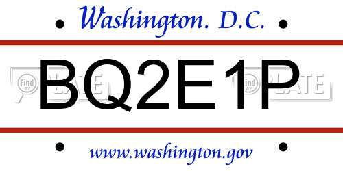 BQ2E1P District Of Columbia License Plate