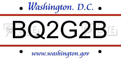 BQ2G2B District Of Columbia License Plate