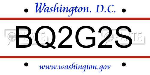 BQ2G2S District Of Columbia License Plate