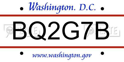 BQ2G7B District Of Columbia License Plate