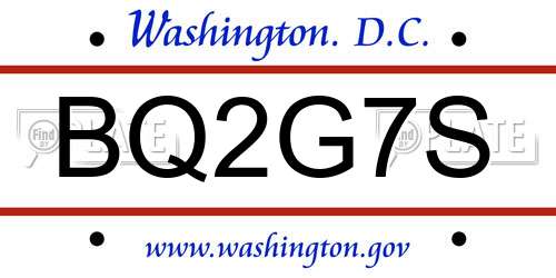 BQ2G7S District Of Columbia License Plate