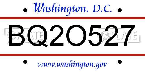 BQ2O527 District Of Columbia License Plate