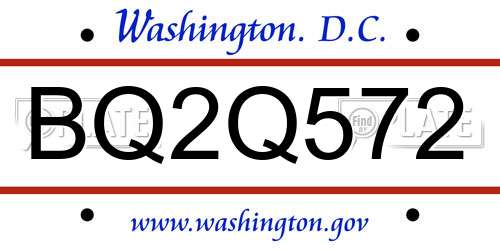 BQ2Q572 District Of Columbia License Plate