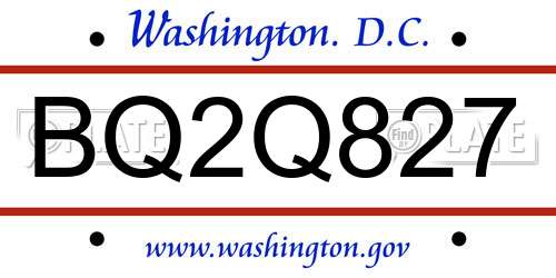 BQ2Q827 District Of Columbia License Plate