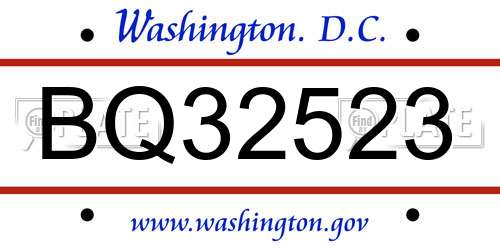 BQ32523 District Of Columbia License Plate