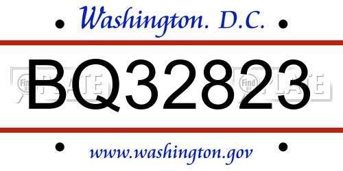 BQ32823 District Of Columbia License Plate
