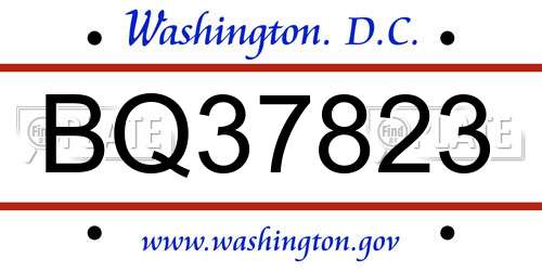 BQ37823 District Of Columbia License Plate